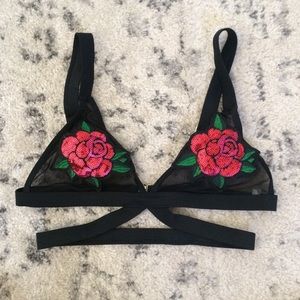 Trendy strappy rose bralette